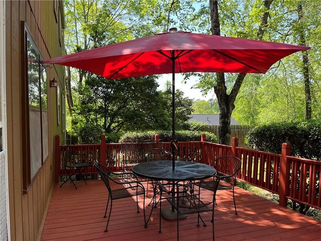 148 River N Blvd, Macon, GA 31211 - wooden terrace with outdoor dining area and fence