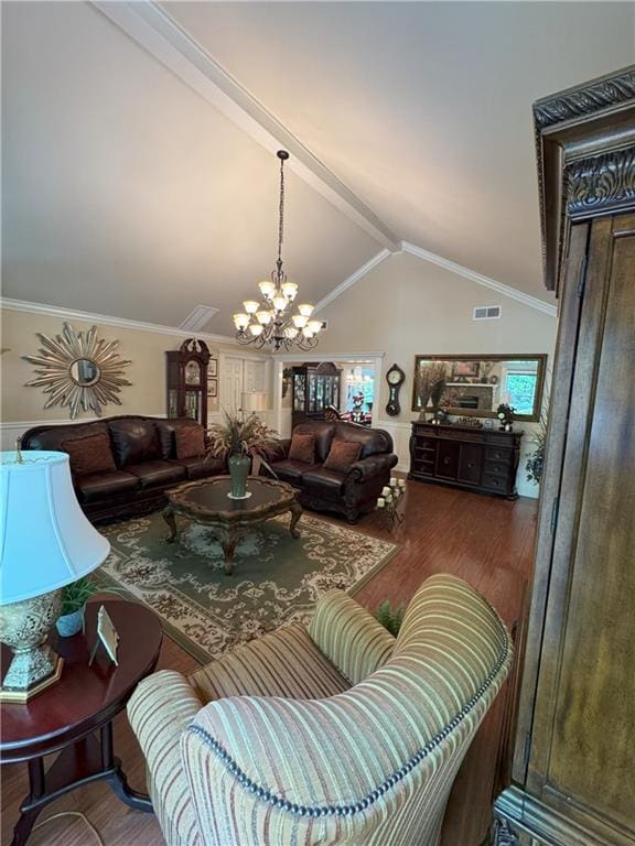 334 Eagle Cir, Dillard, GA 30537 - living room with wood finished floors and a chandelier