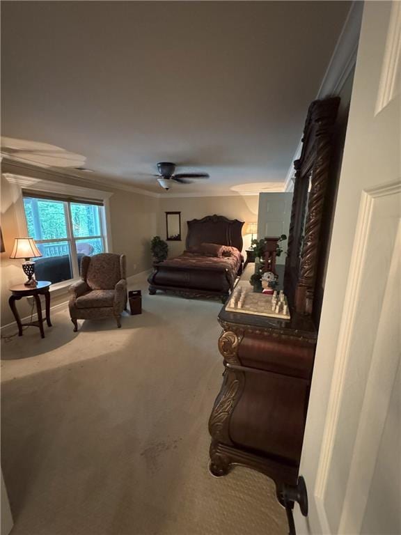 334 Eagle Cir, Dillard, GA 30537 - bedroom featuring ornamental molding, carpet floors, and ceiling fan