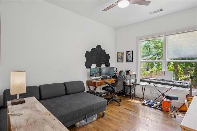 642 Erin Ave SW, Atlanta, GA 30310 - office area featuring wood finished floors and a ceiling fan