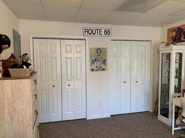789 N Falling Waters Dr N, Demorest, GA 30535 - carpeted bedroom featuring two closets and a drop ceiling