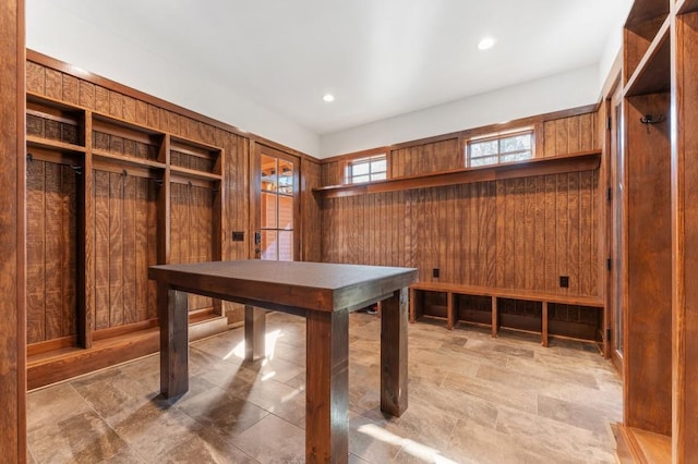975 Blalock Lakes Dr, Newnan, GA 30263 - recreation room featuring wooden walls and recessed lighting