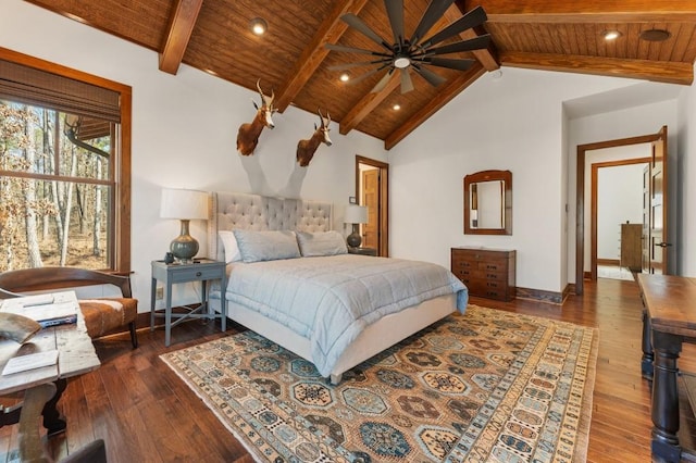 975 Blalock Lakes Dr, Newnan, GA 30263 - bedroom with wooden ceiling, hardwood / wood-style flooring, and beamed ceiling