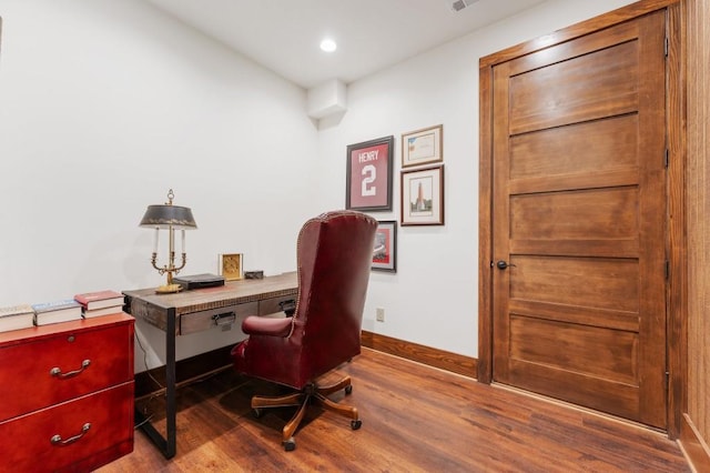 975 Blalock Lakes Dr, Newnan, GA 30263 - office with recessed lighting, wood finished floors, and baseboards
