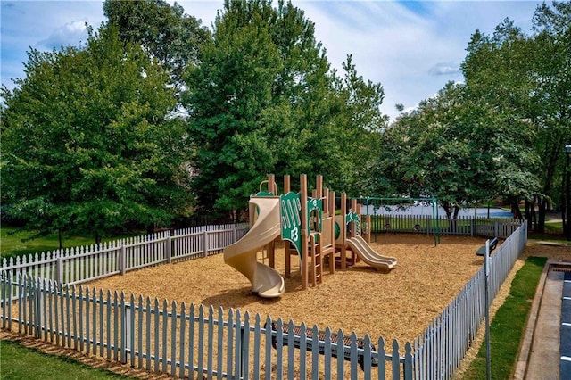 community jungle gym with fence