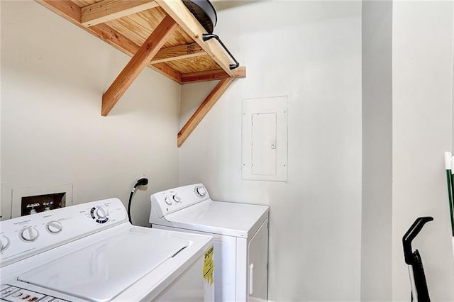 laundry room featuring separate washer and dryer and electric panel