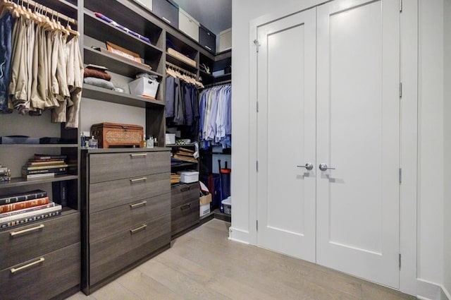 spacious closet with light wood-style floors