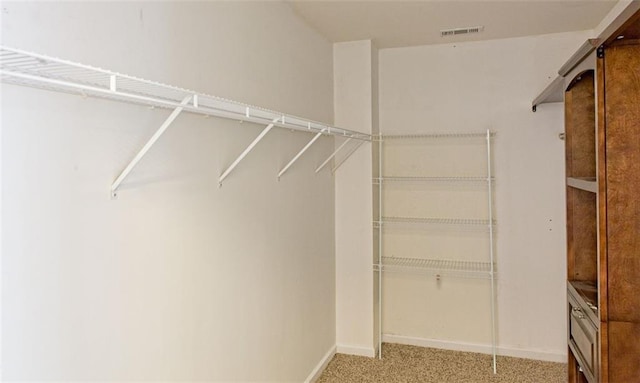 walk in closet with carpet flooring