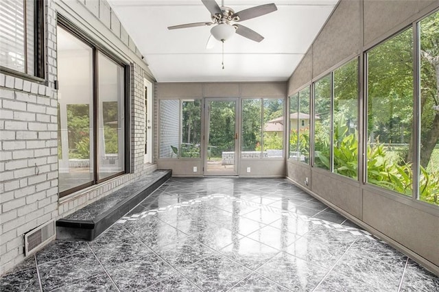 3321 Georgian Woods Cir, Decatur, GA 30034 - unfurnished sunroom with a ceiling fan and french doors