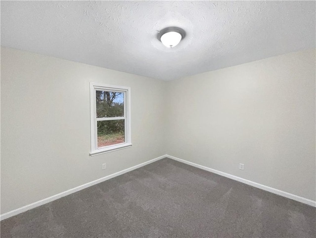 spare room featuring carpet flooring and a textured ceiling