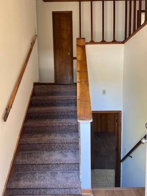 staircase featuring hardwood / wood-style flooring