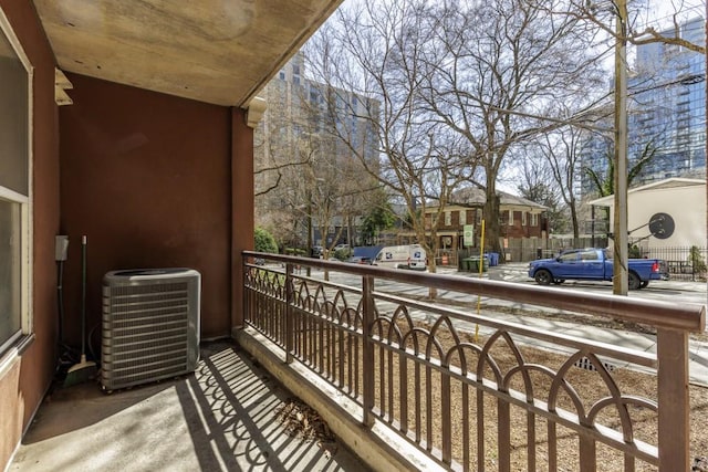 balcony featuring central AC