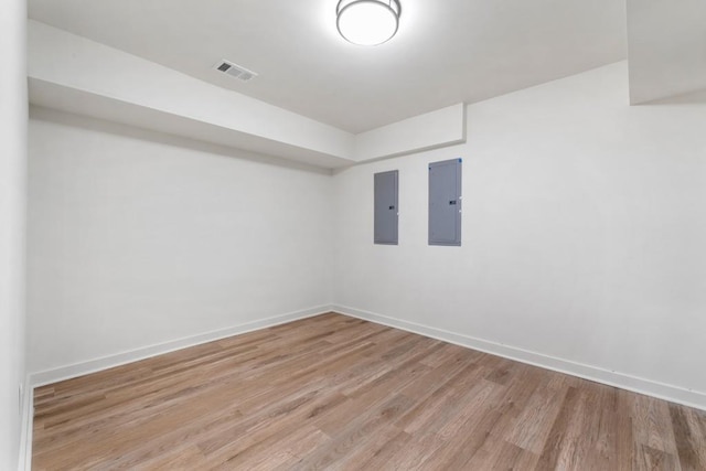 4366 Skyland Dr NE, Atlanta, GA 30342 - unfurnished room with light wood-style floors, visible vents, electric panel, and baseboards