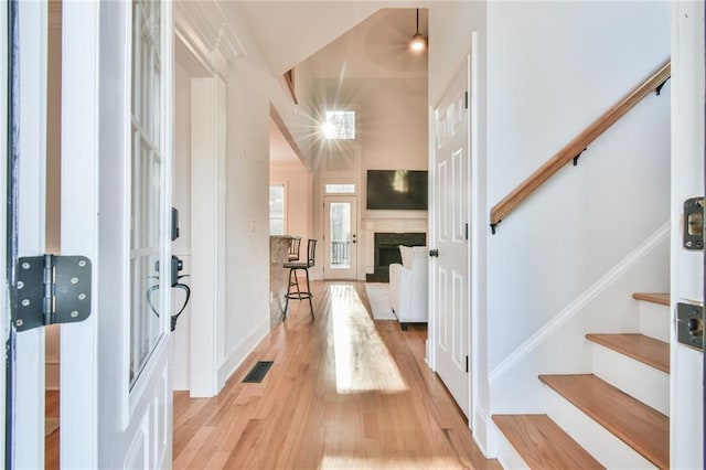 foyer entrance featuring light hardwood / wood-style floors