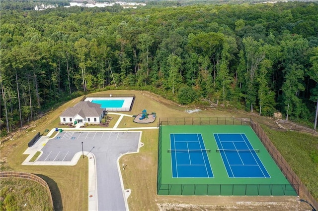 bird's eye view with a forest view