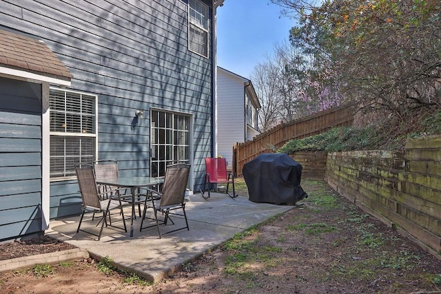 view of patio featuring area for grilling and a fenced backyard