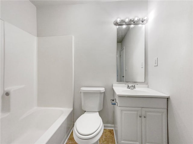 full bathroom featuring tile patterned flooring, shower / bath combination, vanity, and toilet