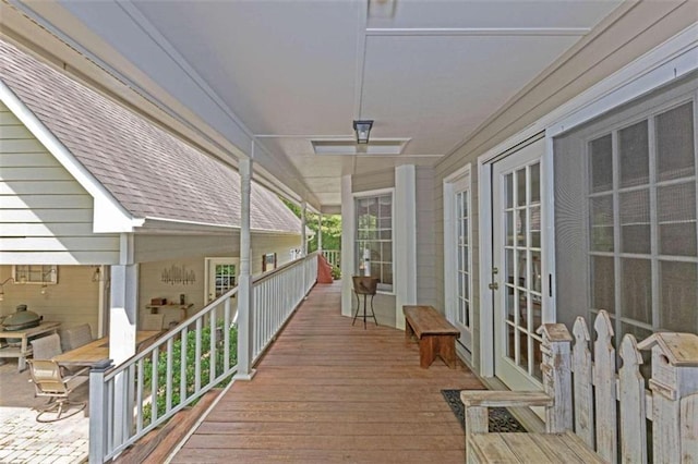 wooden deck with french doors