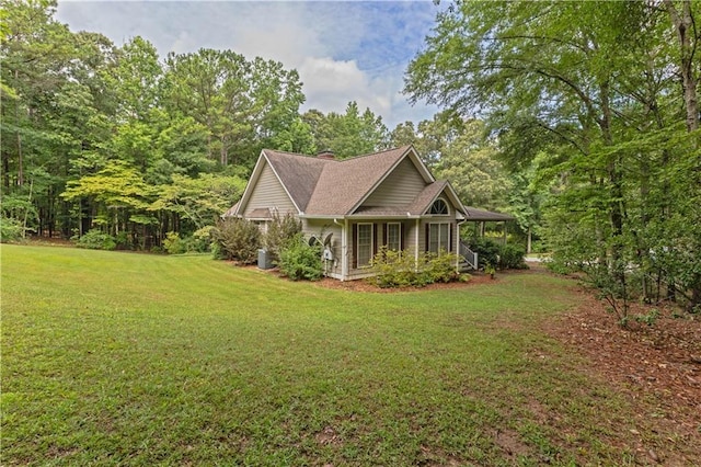 view of property exterior featuring a lawn