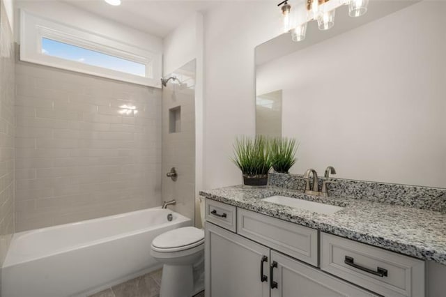 5247 Flannery Chase SW, Powder Springs, GA 30127 - bathroom featuring toilet, vanity, and shower / bath combination