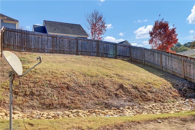 view of yard featuring a fenced backyard