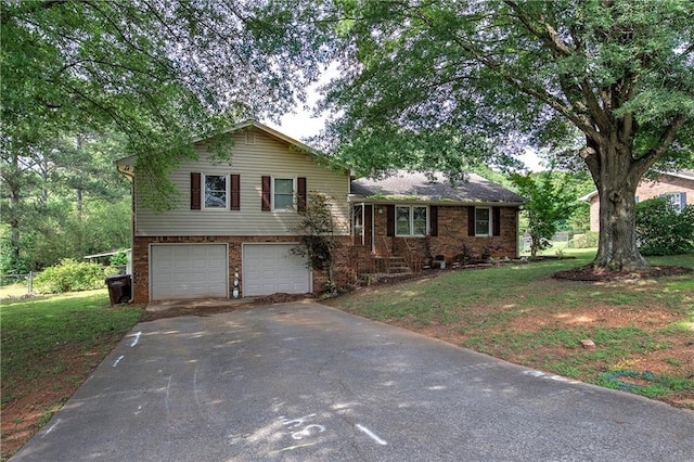 36 Skyview Cir, Cartersville, GA 30120 - split level home featuring a garage, a front yard, driveway, and brick siding