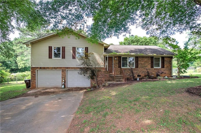 36 Skyview Cir, Cartersville, GA 30120 - split level home featuring asphalt driveway, a garage, brick siding, and a front yard