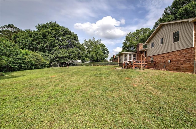 36 Skyview Cir, Cartersville, GA 30120 - view of grassy yard with a deck