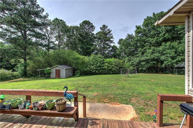 36 Skyview Cir, Cartersville, GA 30120 - view of yard with a storage unit, a deck, an outdoor structure, and view of scattered trees