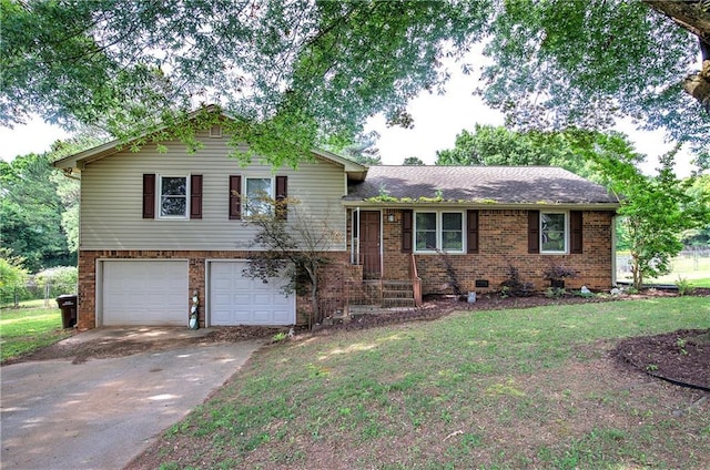 36 Skyview Cir, Cartersville, GA 30120 - split level home with an attached garage, concrete driveway, brick siding, and a front lawn