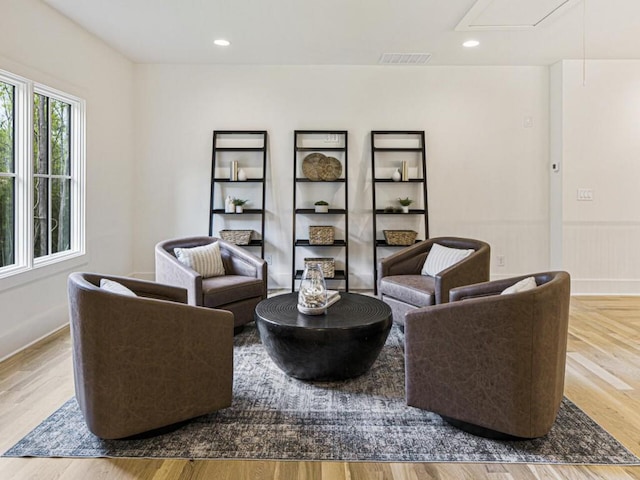 living room featuring light hardwood / wood-style flooring