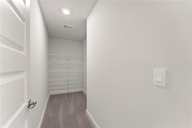 walk in closet with carpet floors and visible vents
