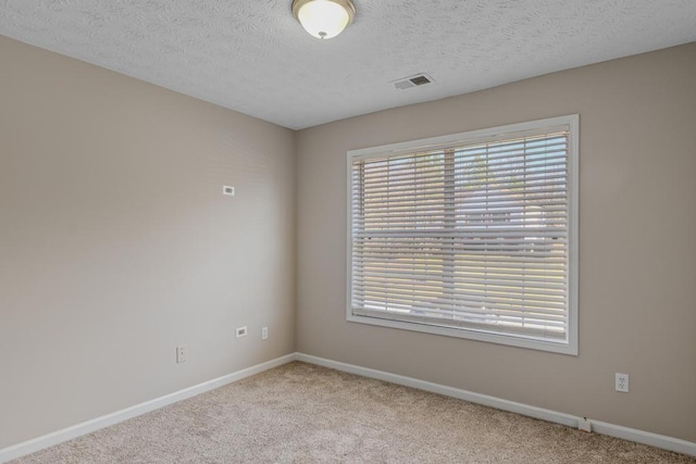 carpeted spare room featuring a healthy amount of sunlight and a textured ceiling