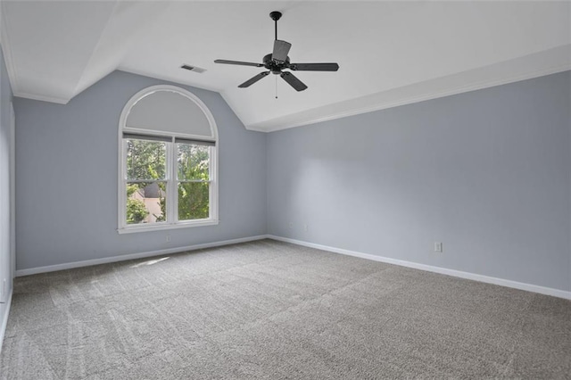 2316 Fripp Overlook NW, Acworth, GA 30101 - carpeted spare room with vaulted ceiling and a ceiling fan
