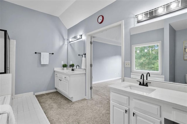2316 Fripp Overlook NW, Acworth, GA 30101 - full bath with lofted ceiling, two vanities, and a shower