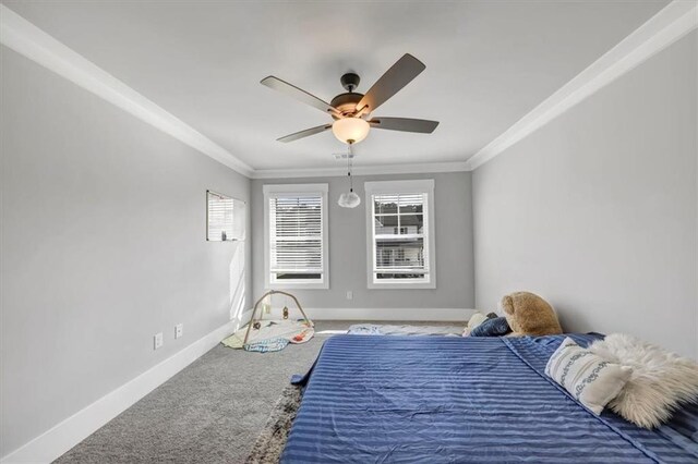 bathroom with crown molding, vanity, toilet, and tile patterned flooring