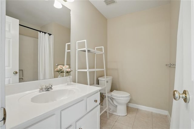 2802 Arabian Trl NE, Marietta, GA 30062 - full bathroom featuring vanity, tile patterned floors, baseboards, toilet, and curtained shower
