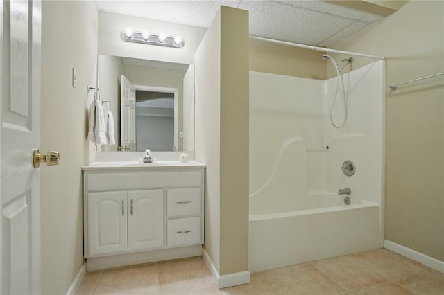 2802 Arabian Trl NE, Marietta, GA 30062 - full bathroom with vanity, bathing tub / shower combination, tile patterned floors, and baseboards