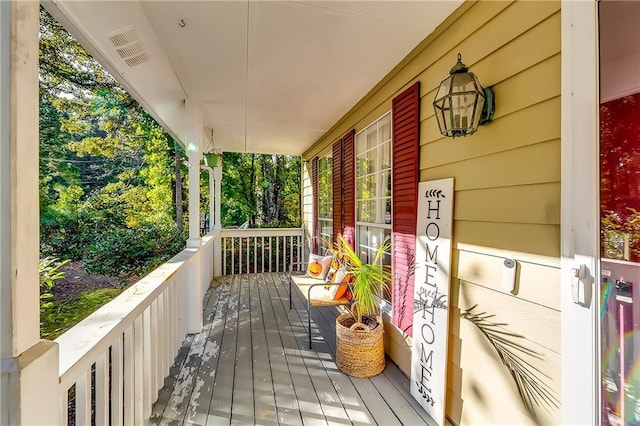 deck featuring a porch