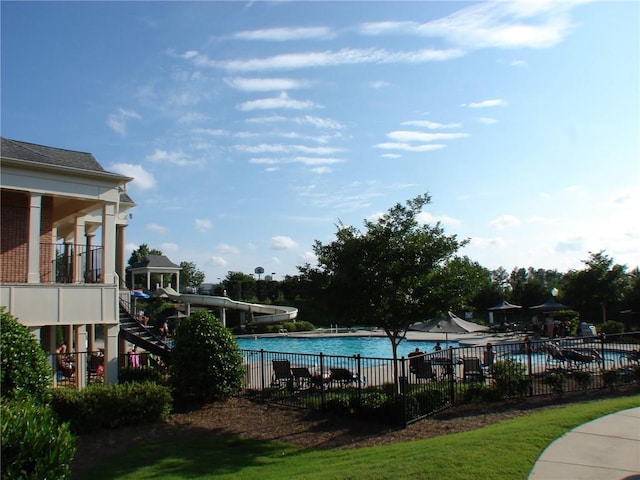 community pool with fence