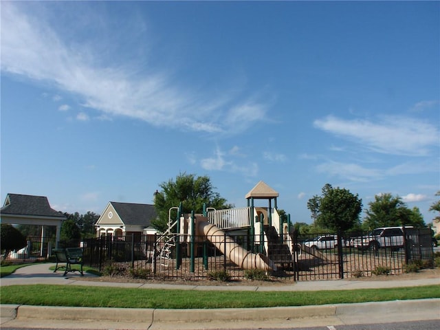 community play area with fence