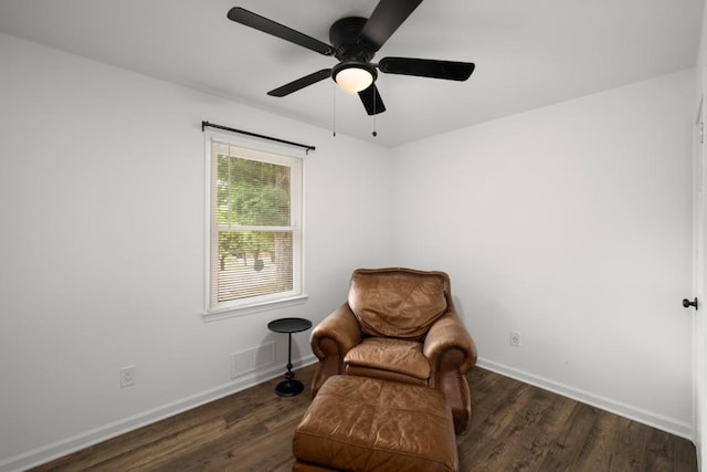 3142 Chamblee Gap Rd, Cumming, GA 30040 - sitting room with wood finished floors, baseboards, and a ceiling fan