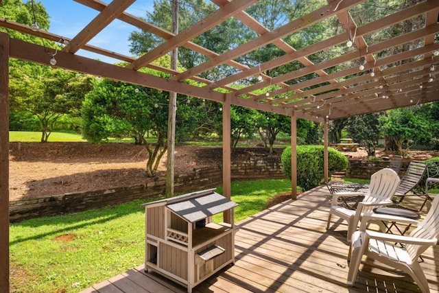 3142 Chamblee Gap Rd, Cumming, GA 30040 - wooden terrace with a pergola and a lawn