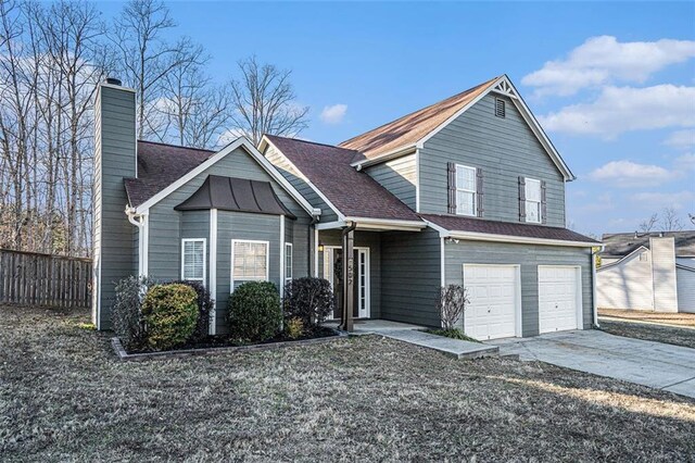 view of front of house with a garage