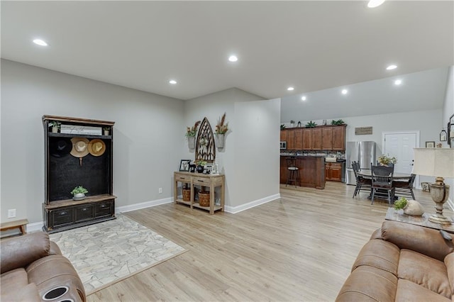 living room with light wood-type flooring