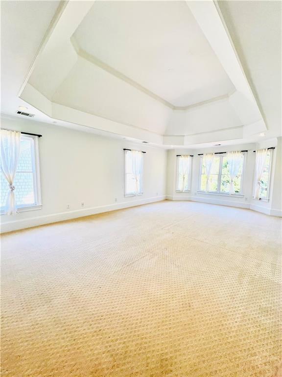 bathroom featuring shower with separate bathtub, crown molding, vanity, and tile patterned flooring