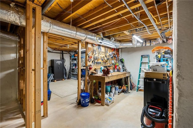 view of unfinished basement