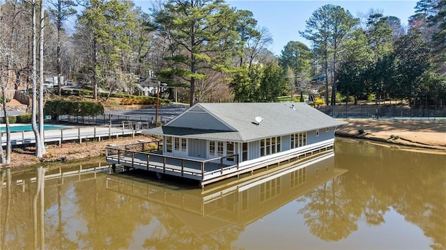 view of dock featuring a water view