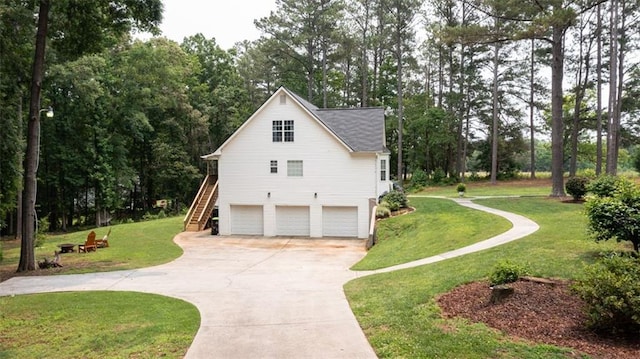 10 Stagg Trce, Social Circle, GA 30025 - view of home's exterior with stairway, a garage, driveway, and view of wooded area