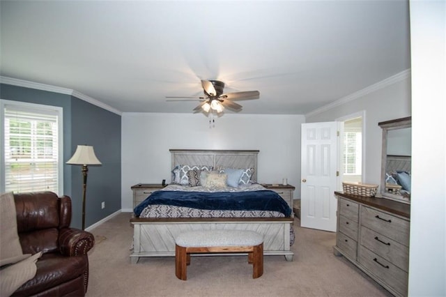 10 Stagg Trce, Social Circle, GA 30025 - bedroom with light colored carpet, ornamental molding, ceiling fan, and baseboards